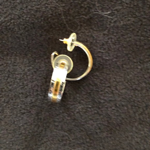 Silver and gold toned hoop pierced earrings - Picture 2 of 3